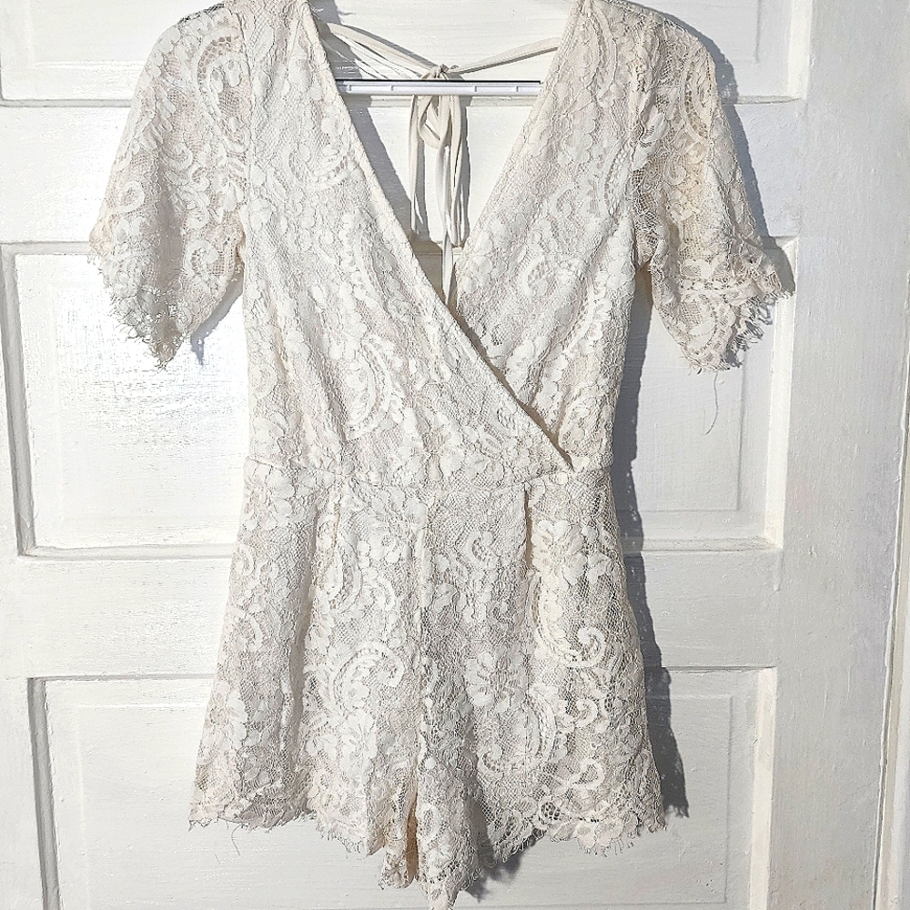 Blue Rain White Romper